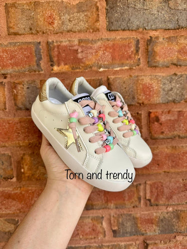 Gold Star Bead Lace Sneakers