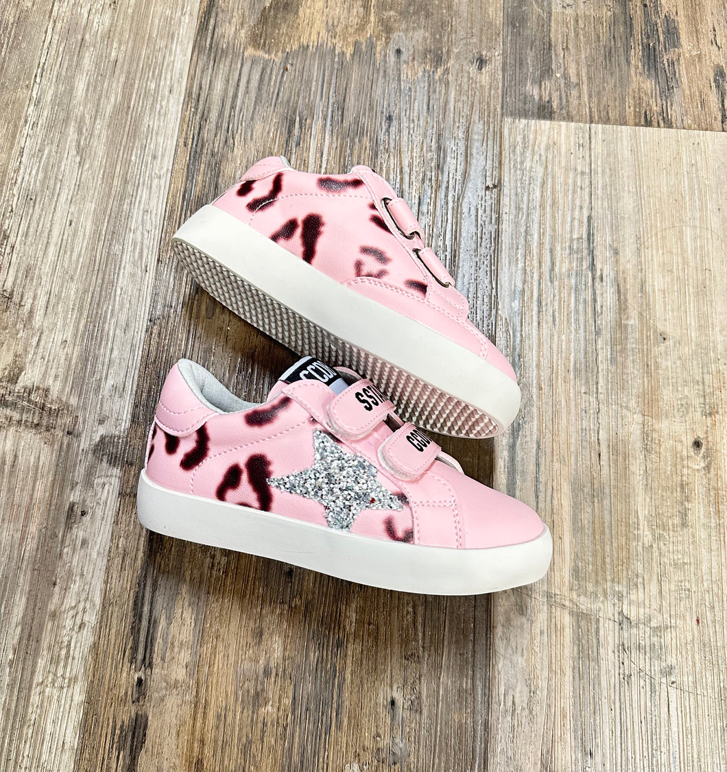 Pink cheetah Velcro Star Sneakers