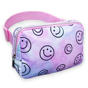 Kids Belt Bag - Tie Dye Smiley Face Crossbody Fanny Pack