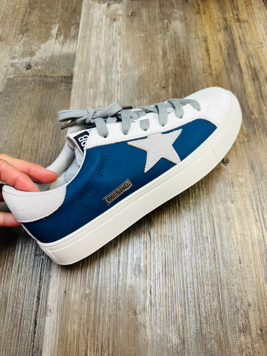 Blue With Grey Star Women's Sneakers