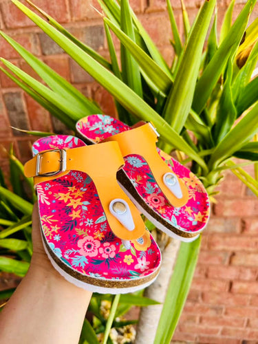 Yoki Girls Orange Floral Gianna Sandals