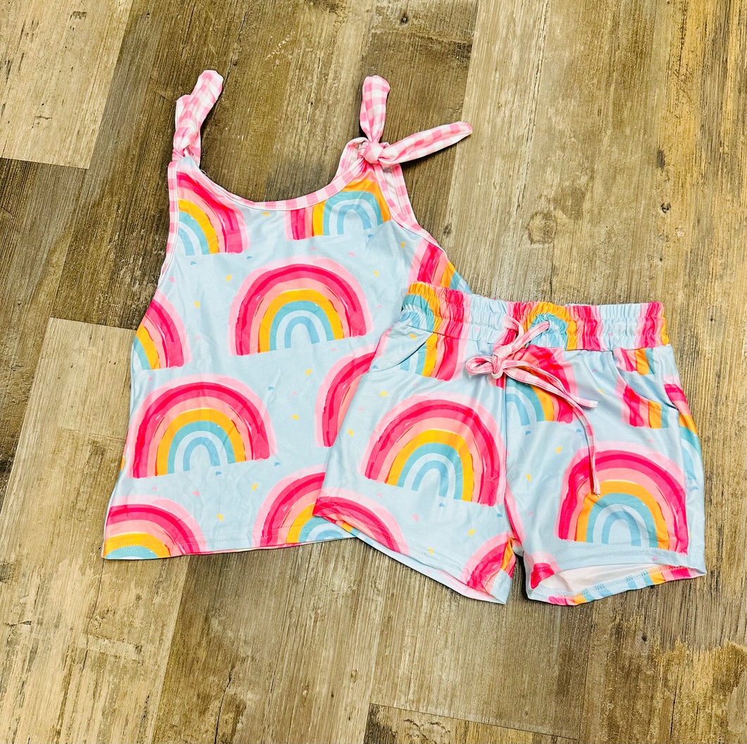 Rainbows on Aqua Tank/Shorts Set