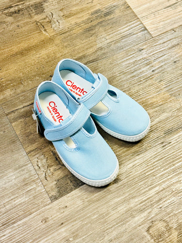 Cienta Light Blue T STrap