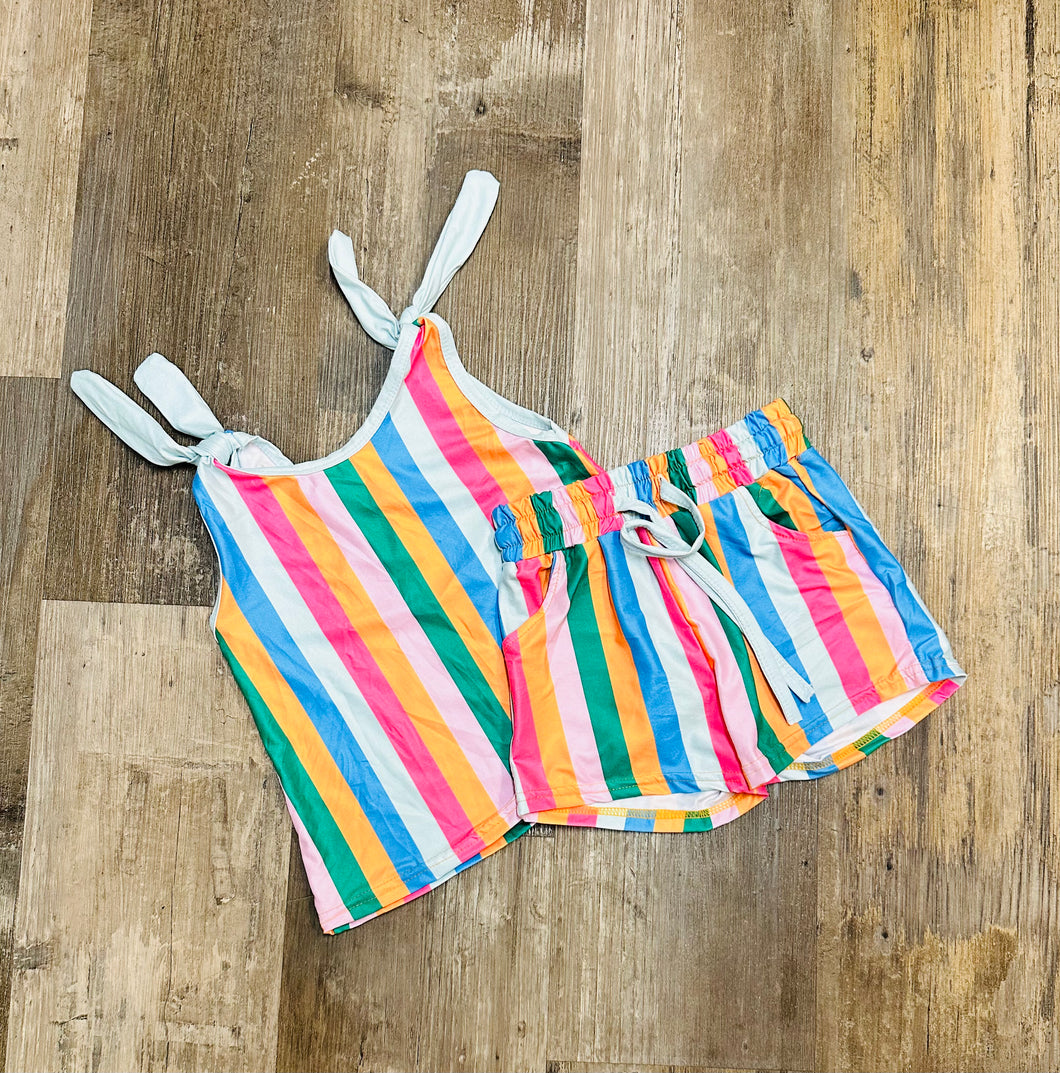 Rainbow Striped Short/Tank Set