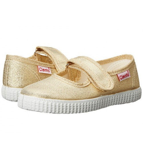 Cienta Gold Sparkle Mary Janes - multiple sizes